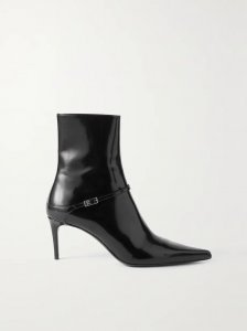 Vendome buckled glossed-leather ankle boots