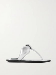 Padded metallic leather sandals