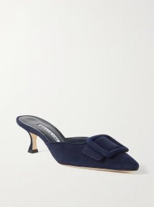 Maysale 50 buckled suede mules