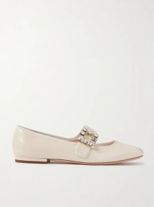 Très Vivier crystal-embellished glossed-leather ballet flats