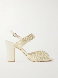 Khiko 90 leather-trimmed raffia sandals