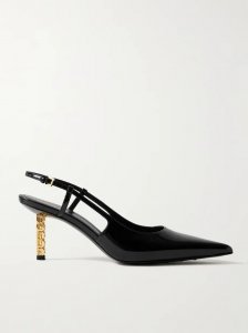 G Cube patent-leather slingback pumps