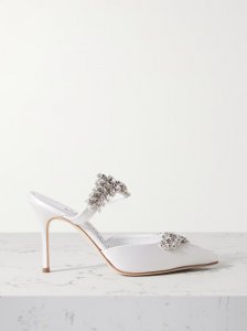 Lurum 90 crystal-embellished satin mules