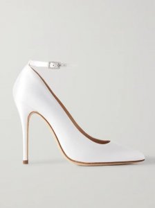 Crystal-embellished silk-satin pumps