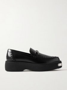 Creeper horsebit-detailed leather loafers