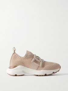 Kate rubber-trimmed mesh and stretch-knit slip-on sneakers