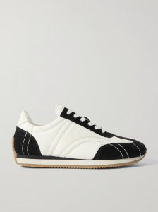 The Sport leather-trimmed suede and shell sneakers