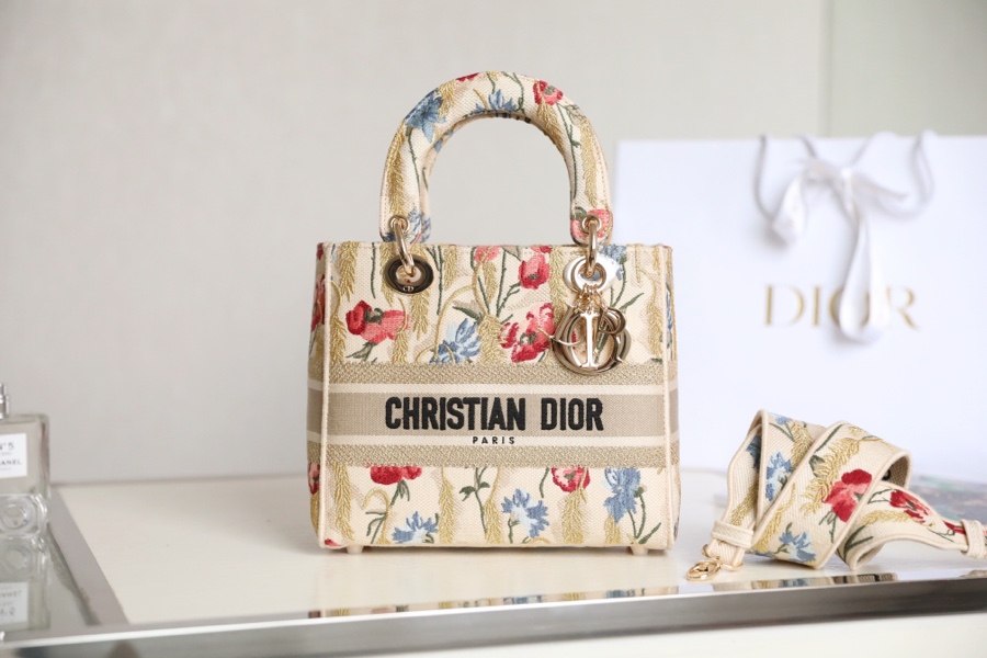 CHRISTIAN DIOR Hibiscus Printed Medium Lady D-Lite