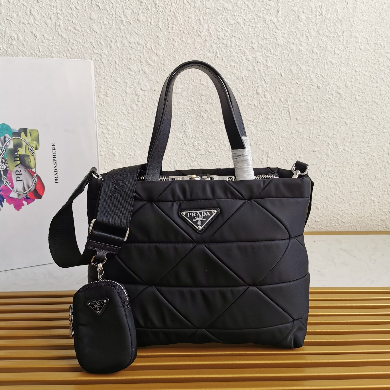 PRADA handbag tote BLACK