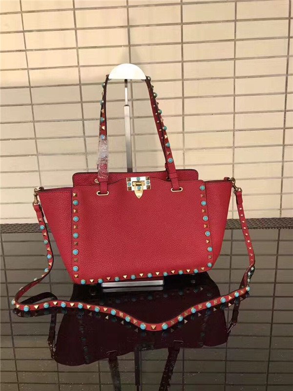 Valentino Rockstud Rolling Red with turquoise stones