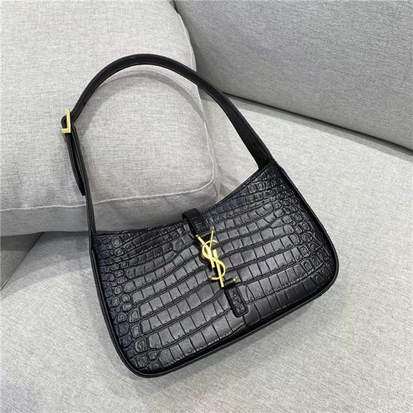 Yves Saint Laurent LE 5 A 7 Hobo Bag Black Crocodile