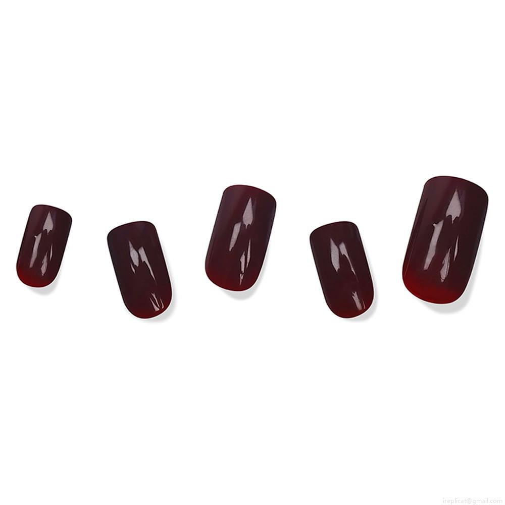 Unhas Postiças Média Autocolante Quadrada Pintada Absolute New York Magiquick Reddish Black 24 Unidades