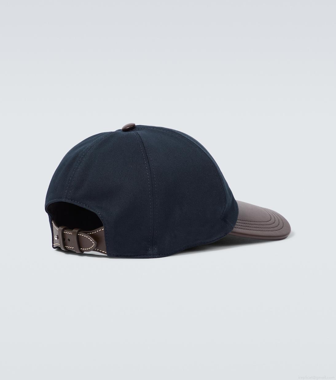 BerlutiLeather-trimmed cotton baseball cap