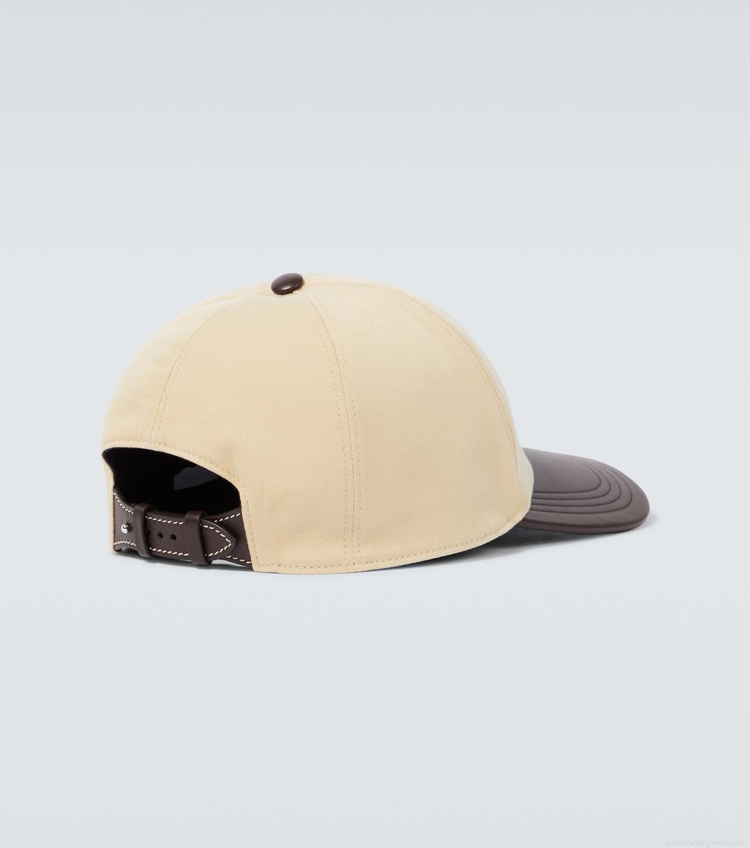 BerlutiLeather-trimmed cotton baseball cap