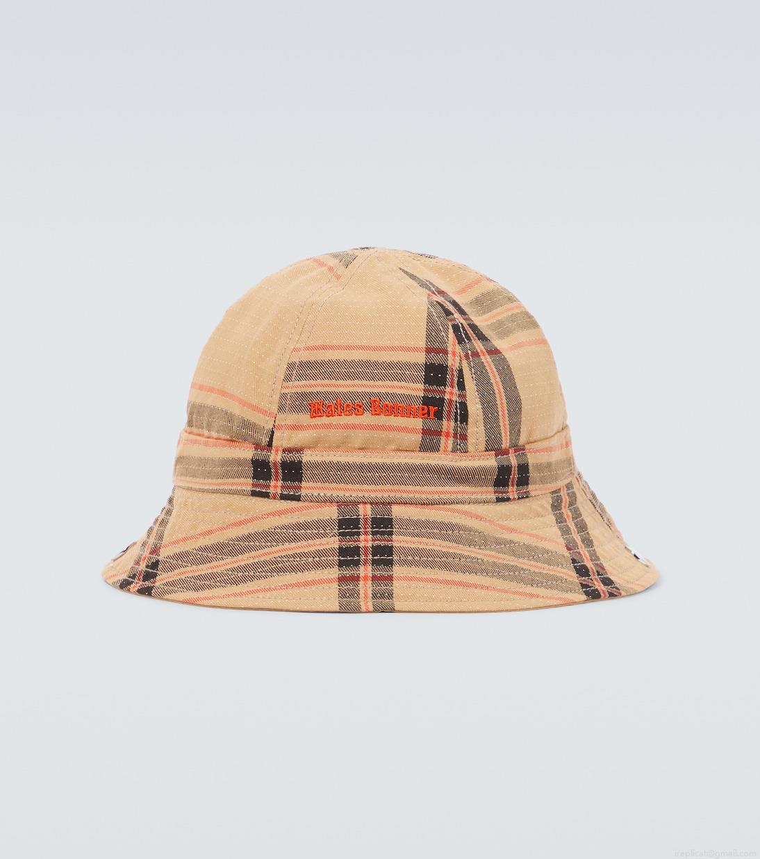 Adidasx Wales Bonner checked canvas bucket hat