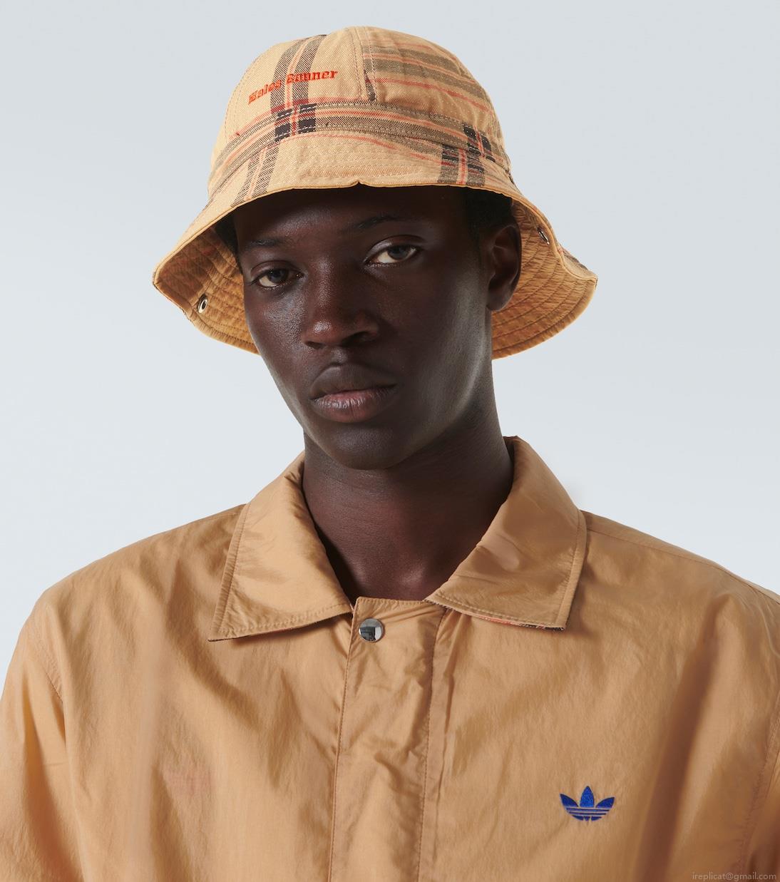 Adidasx Wales Bonner checked canvas bucket hat