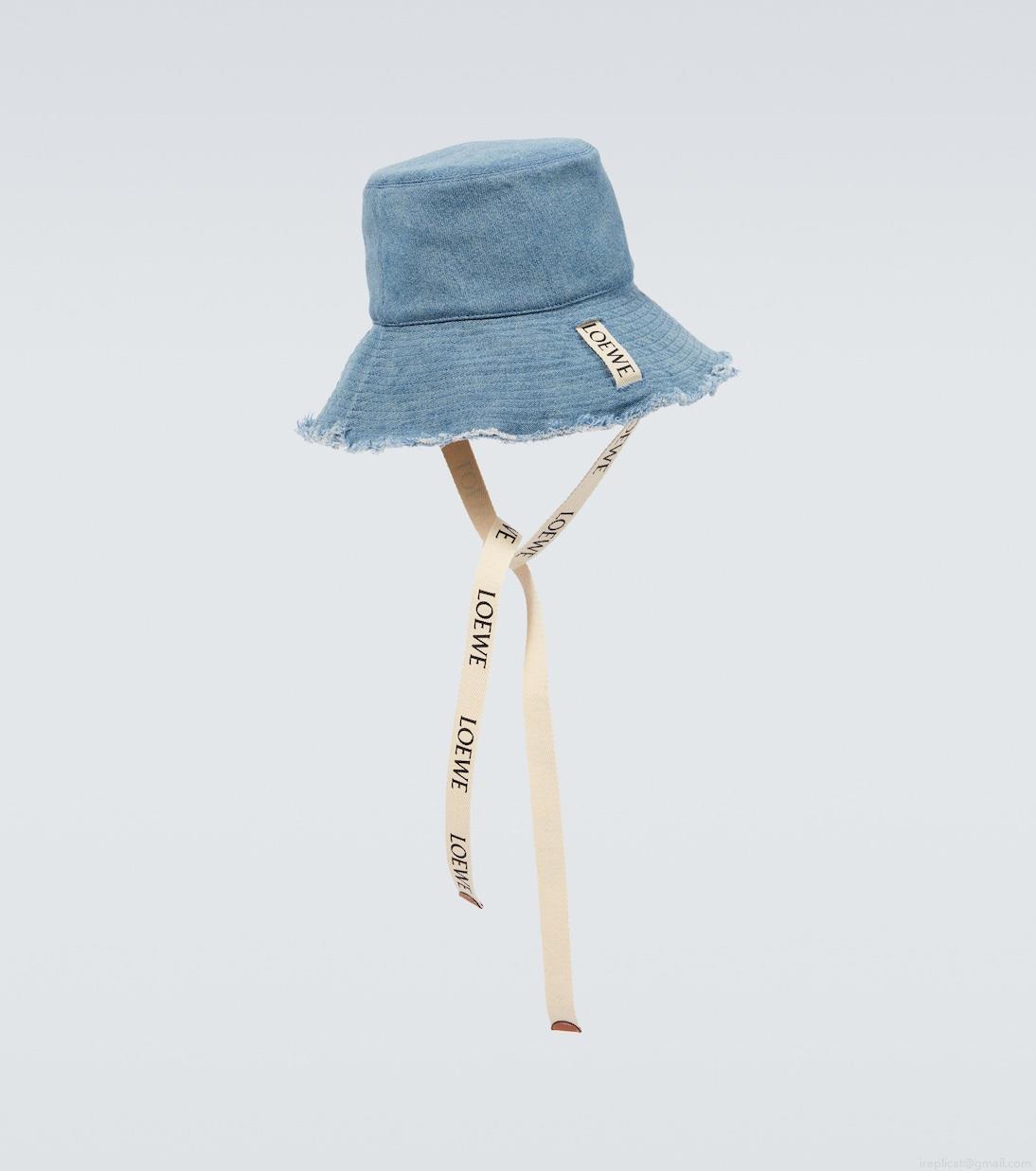 LoeweLogo distressed denim bucket hat