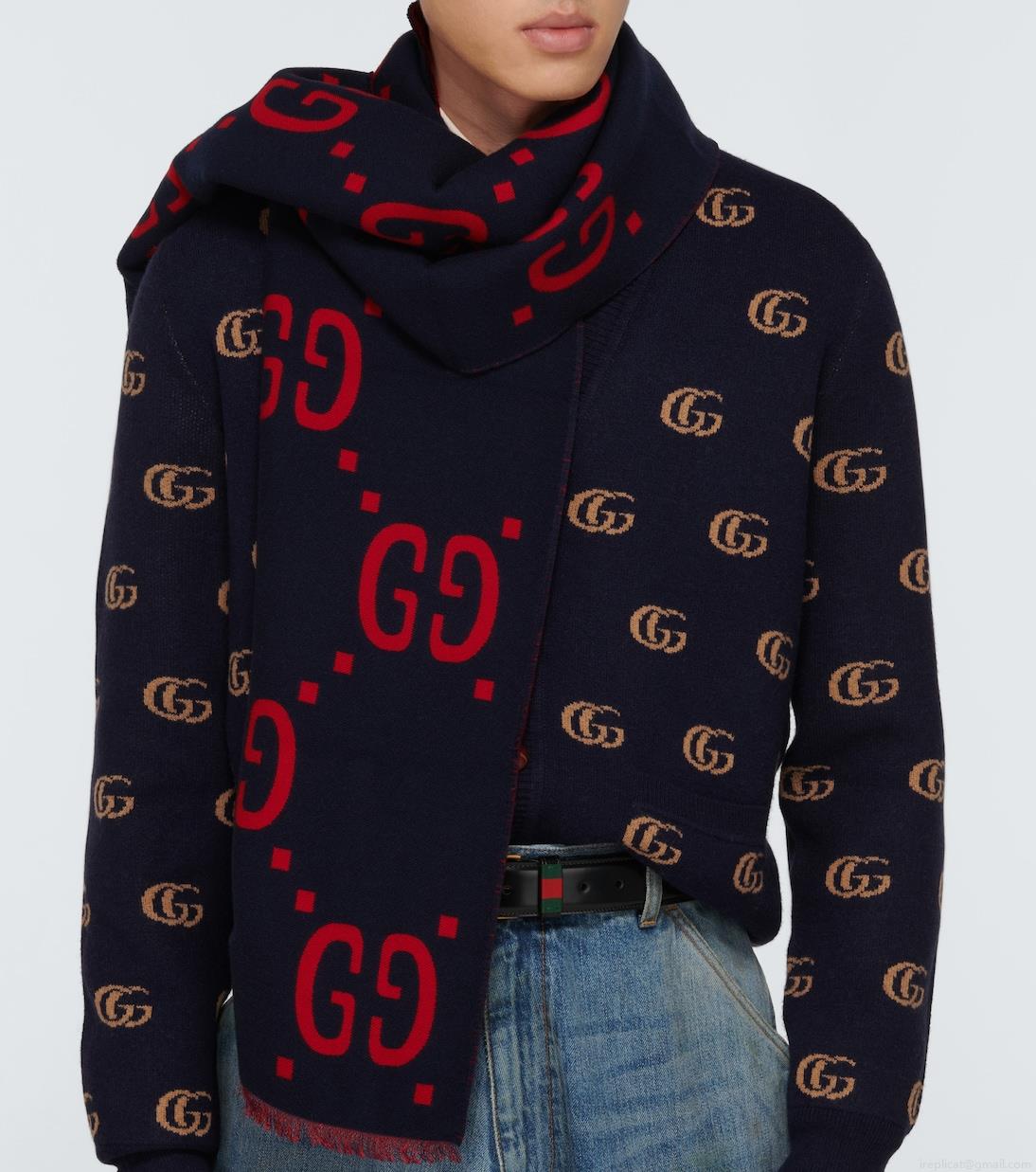 GucciGG jacquard wool-silk scarf