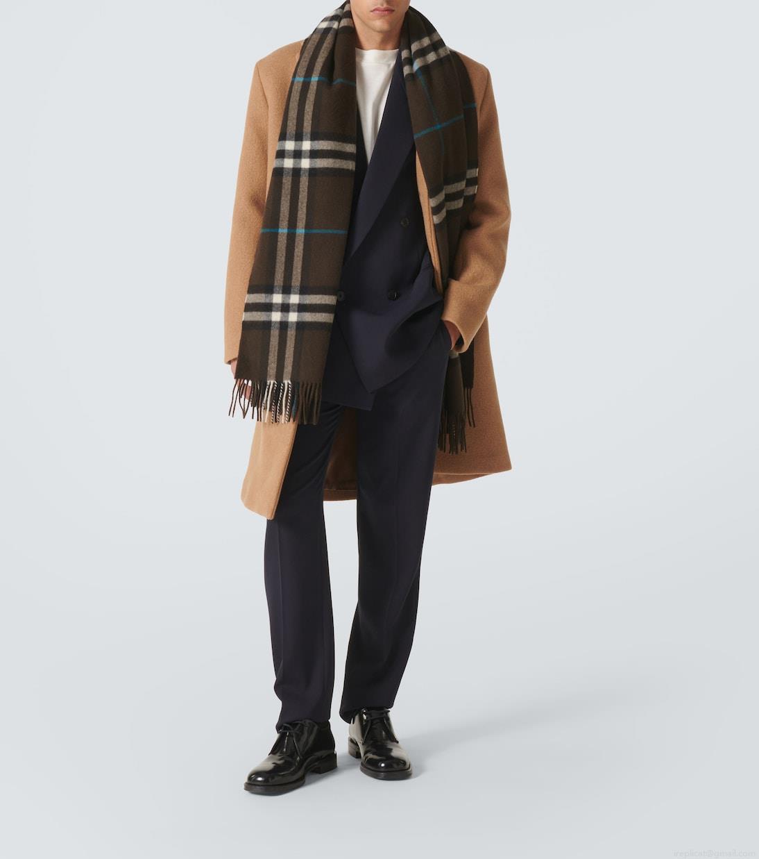 BurberryBurberry Check fringed cashmere scarf