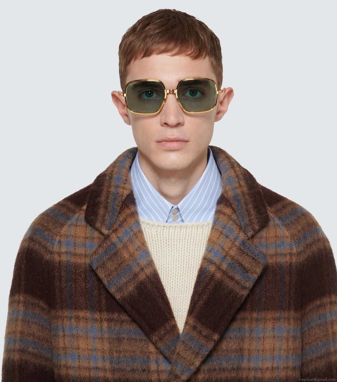 GucciSquare-frame metal sunglasses