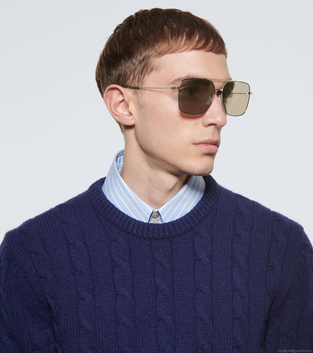 GucciSquare-frame metal sunglasses