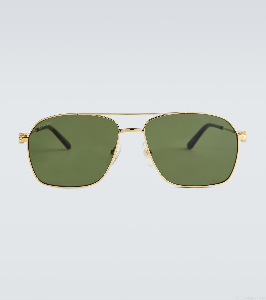 Cartier Eyewear CollectionDouble-bar metal frame sunglasses