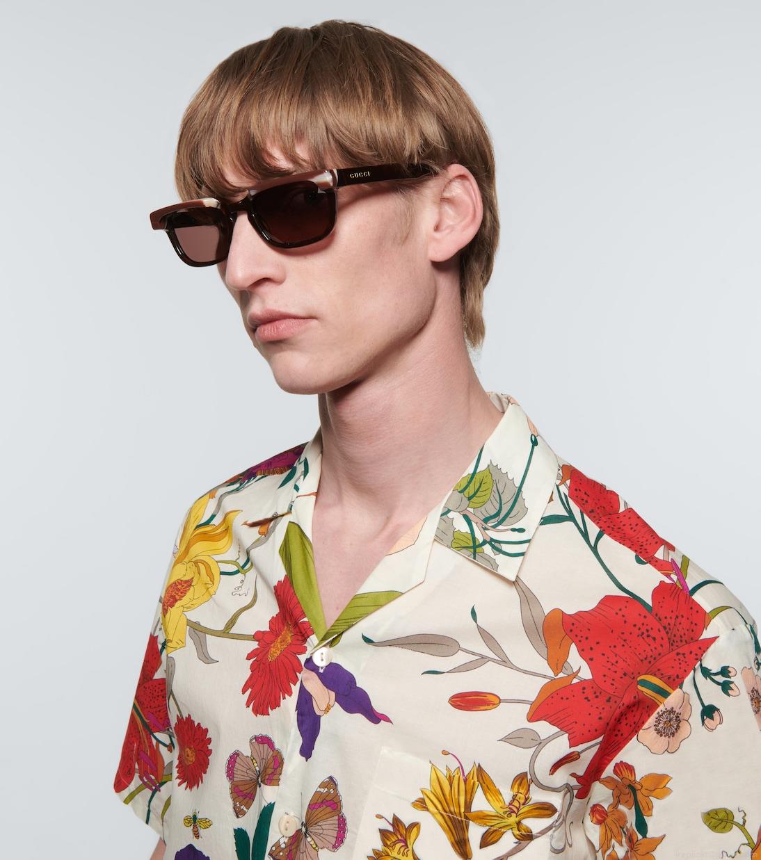 GucciRectangle-frame acetate sunglasses