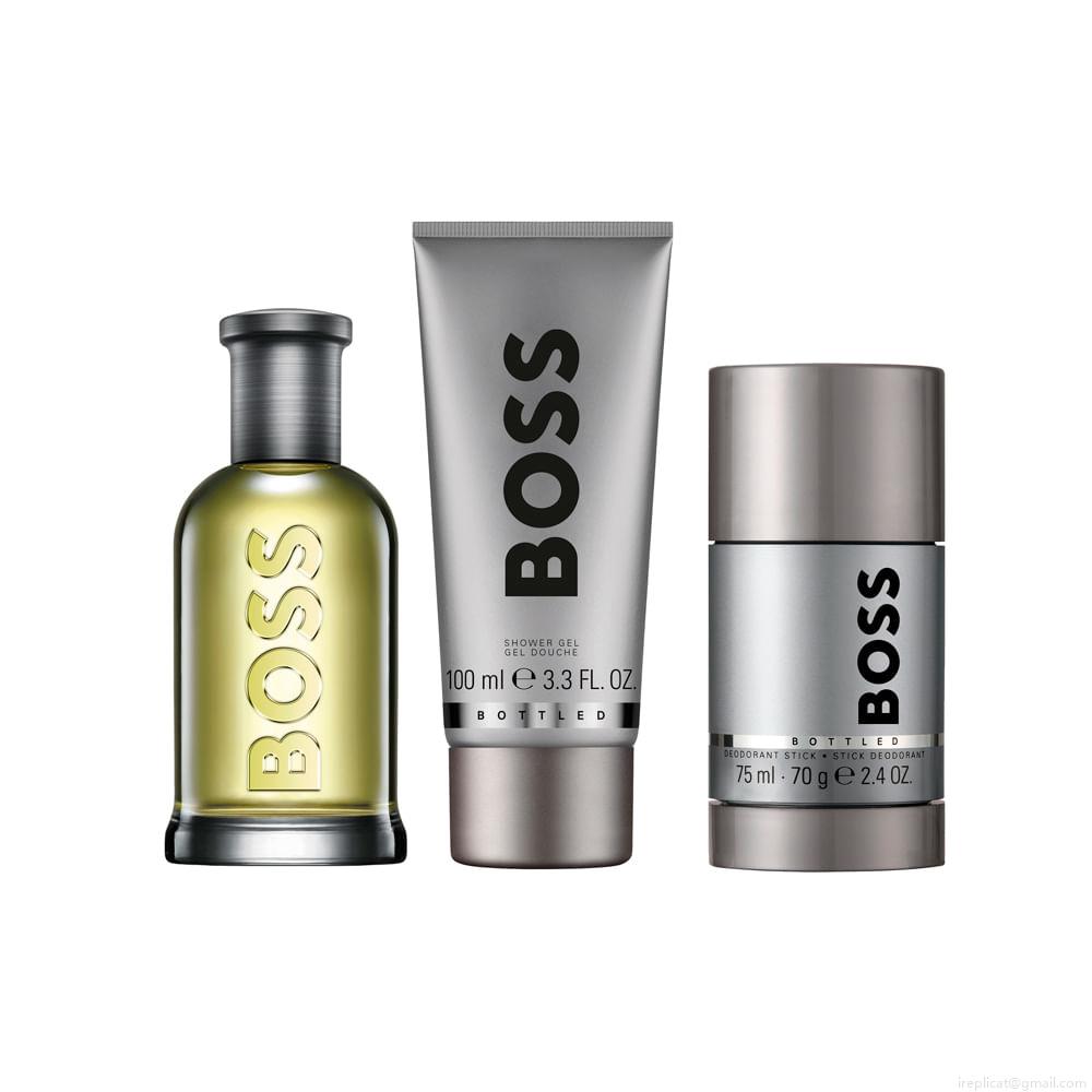 Kit Hugo Boss Bottled Edt Perfume Masculino 100 ml + Desodorante 75 ml + Gel de Banho 75 ml