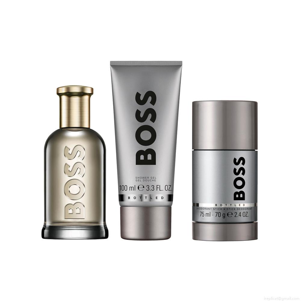 Kit Hugo Boss Bottled Fragances Edp Perfume Masculino 100 ml + Desodorante 75 ml + Gel de Banho 100 ml