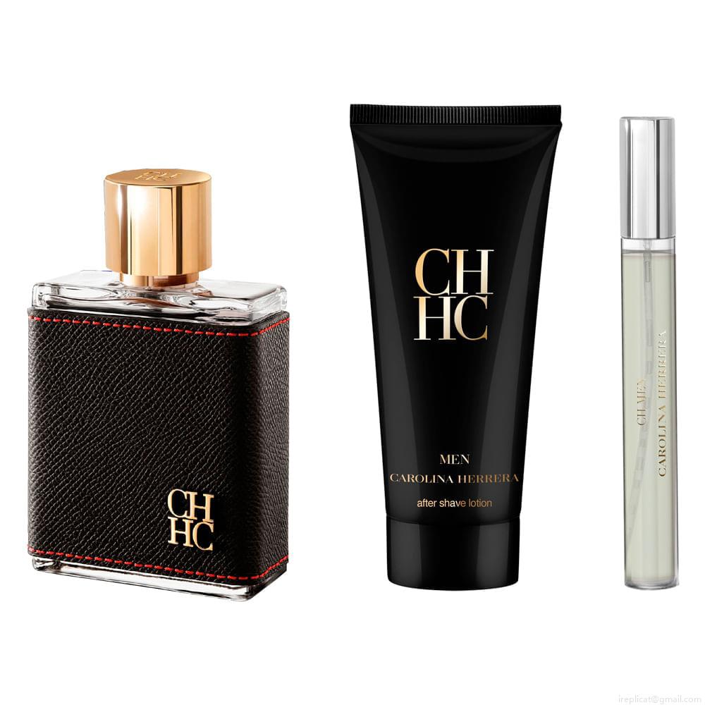 Kit Perfume Carolina Herrera Ch Men Masculino Eau de Toilette 100 ml + Pós-Barba 100 ml + Miniatura 10 ml