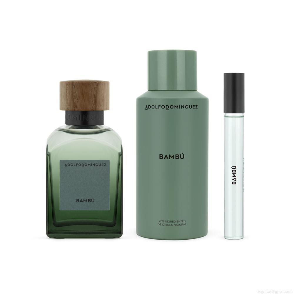 Kit Perfume Adolfo Dominguez Bambú Eau de Parfum Masculino 120 ml + Desodorante 150 ml + Miniatura 10 ml