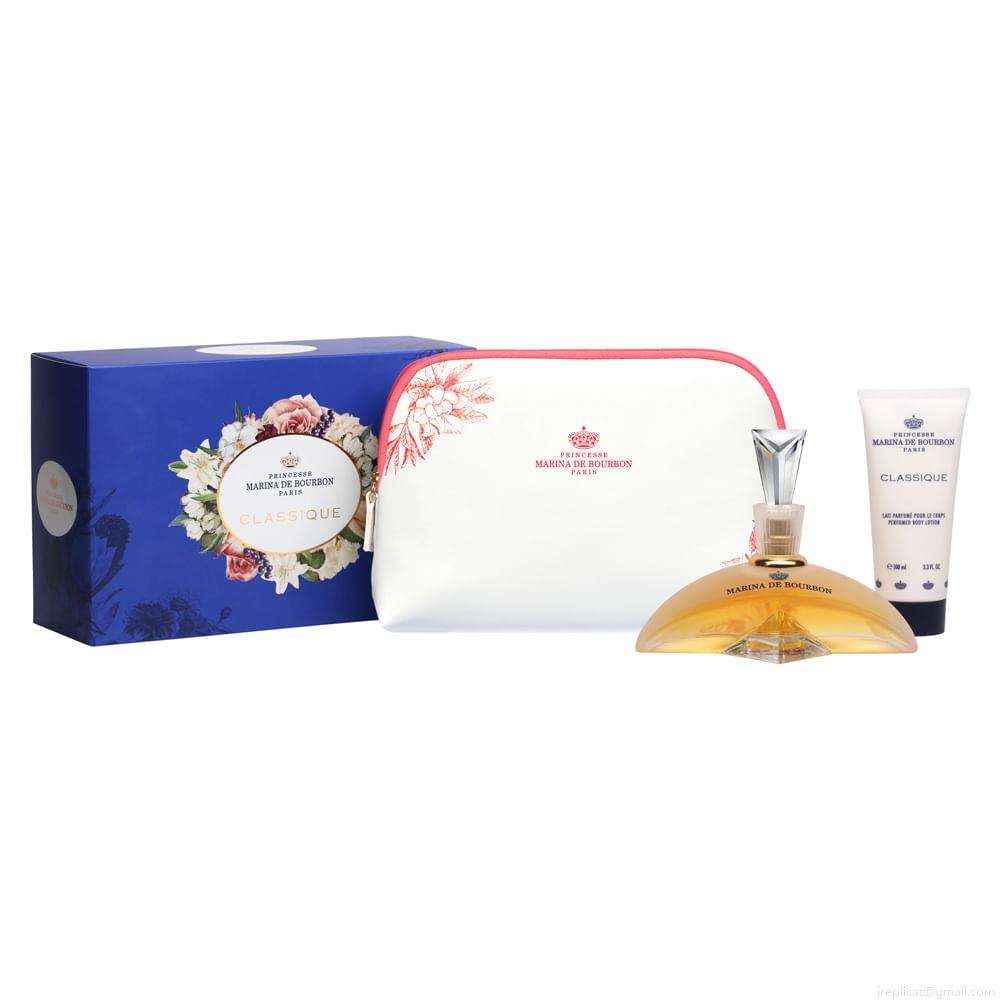 Kit Perfume Marina de Bourbon Classique Feminino Eau de Parfum 100 ml + Loção Corporal 100 ml + Necessaire