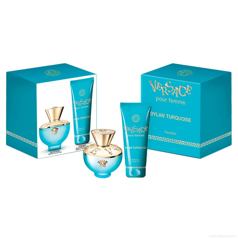 Kit Perfume Versace Dylan Turquoise Feminino Eau de Toilette 100 ml + Gel de Banho 100 ml