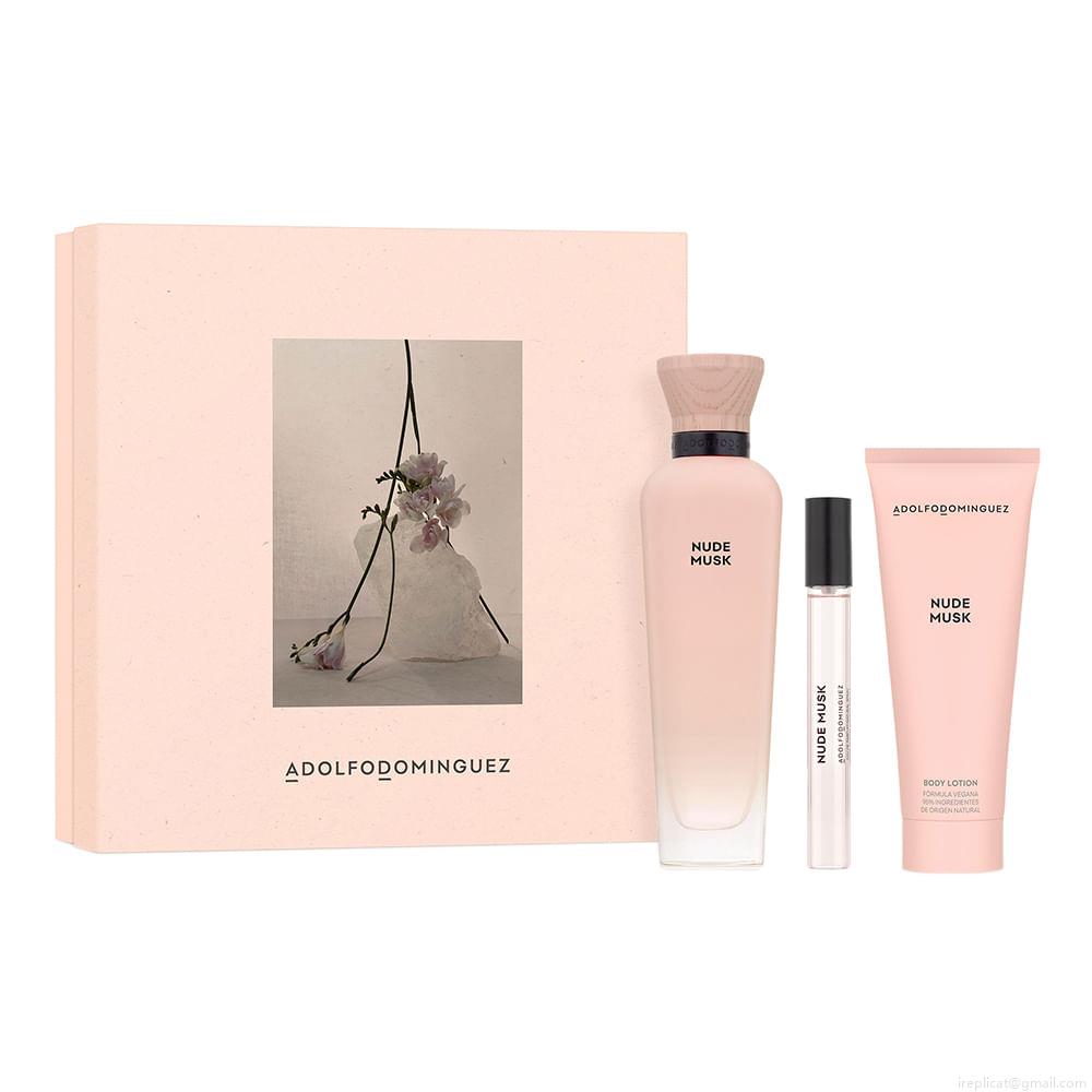 Kit Perfume Adolfo Dominguez Nude Musk Feminino Eau de Parfum 120 ml + Loção Corporal 75 ml + Miniatura 10 ml