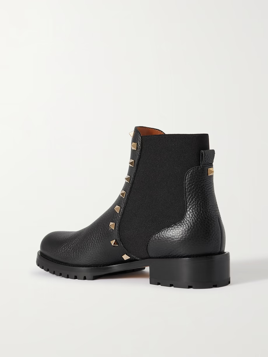 Rockstud Beatle textured-leather Chelsea boots