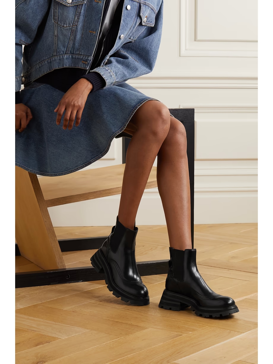 Glossed-leather exaggerated-sole Chelsea boots