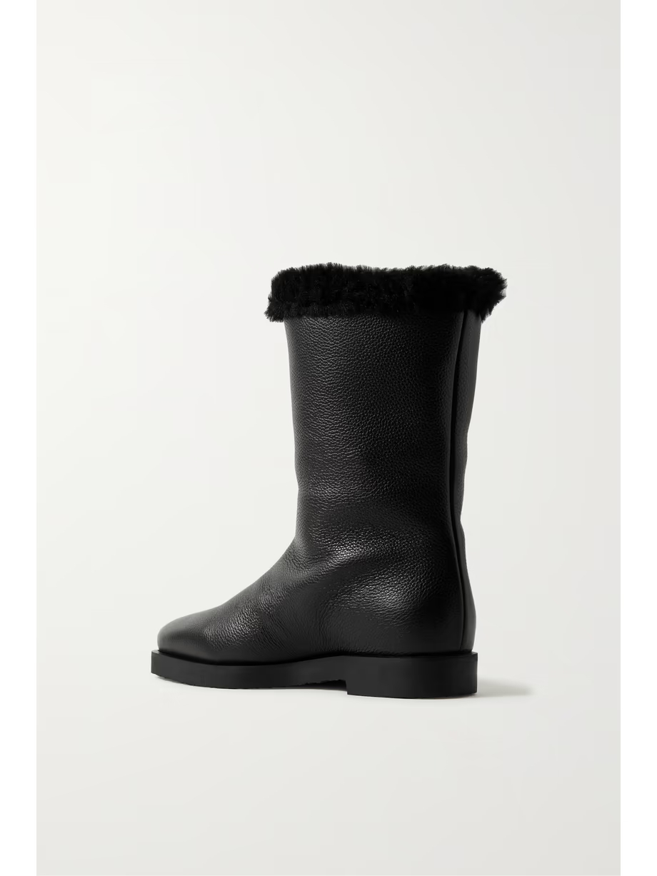 The Off-Duty faux fur-lined textured-leather boots