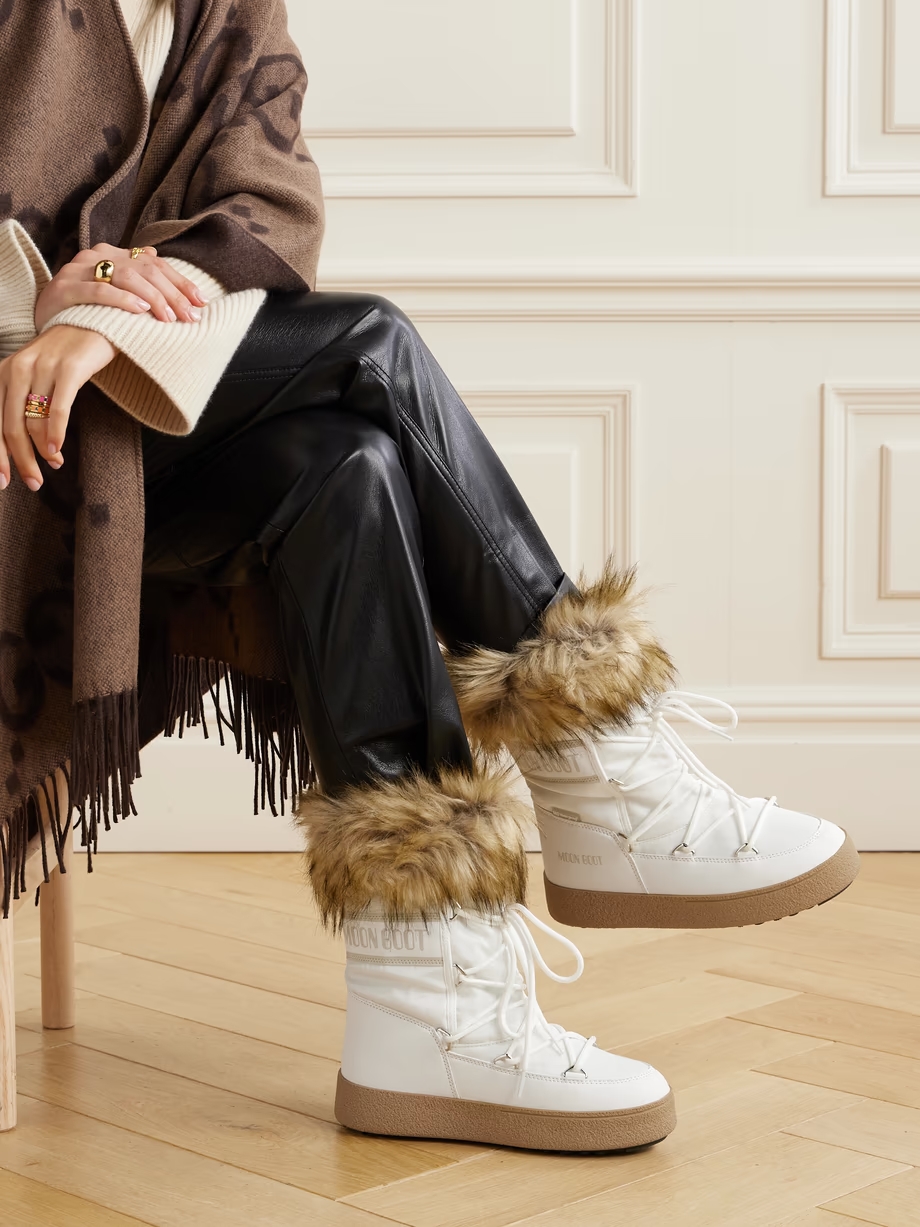 LTrack Monaco faux fur-trimmed shell and faux leather snow boots