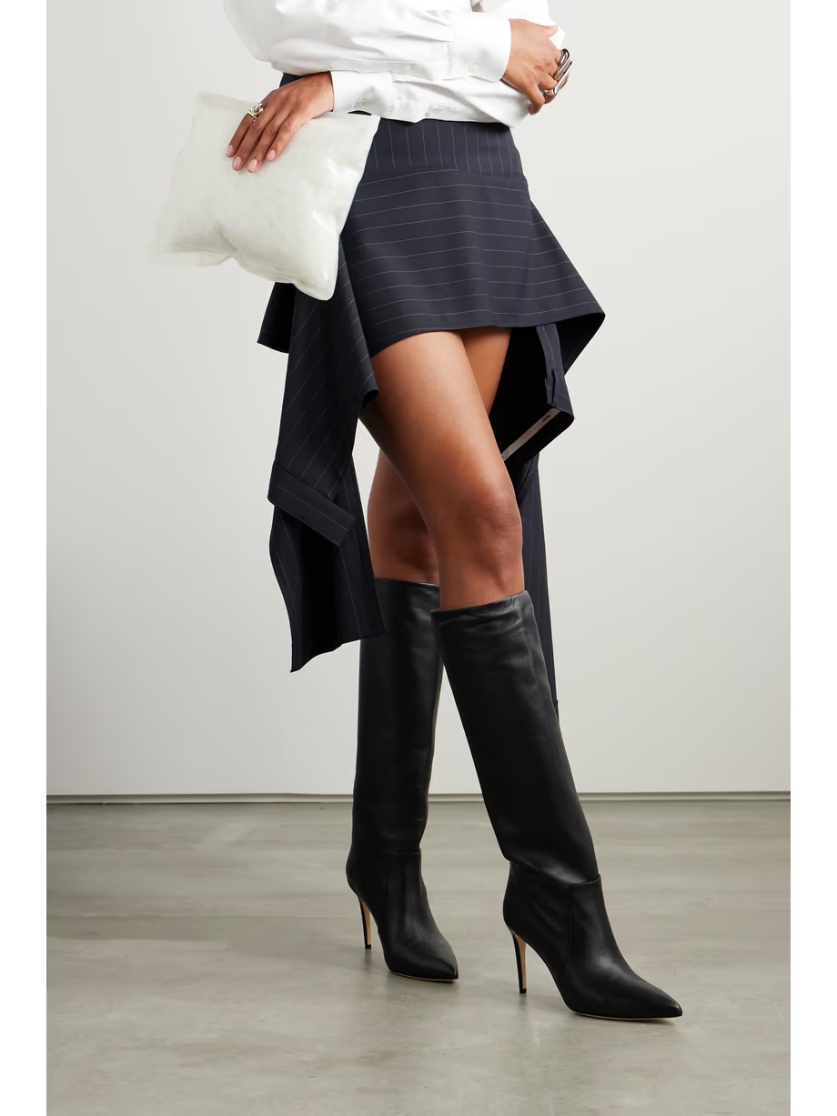 Stiletto leather knee boots