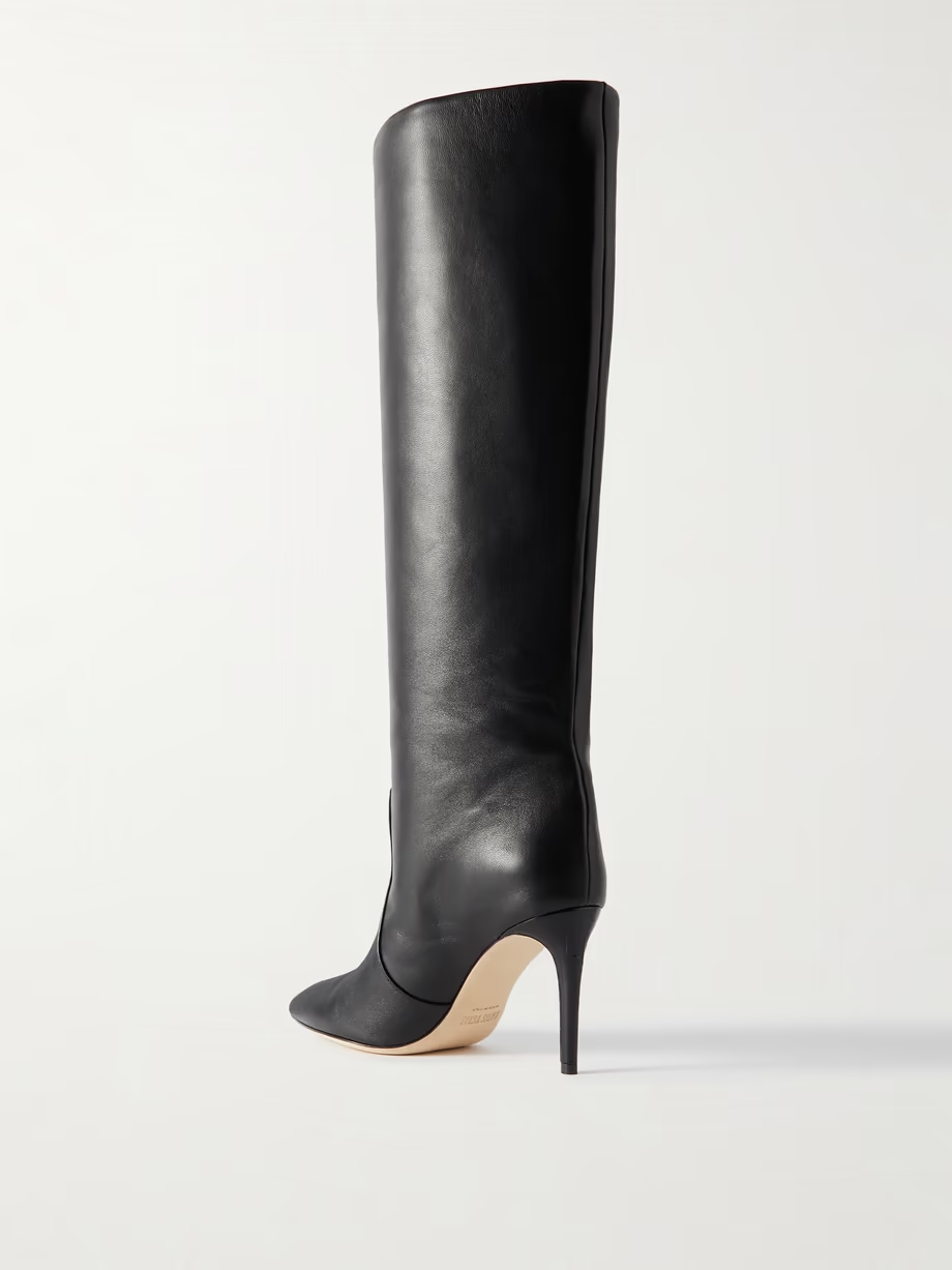 Stiletto leather knee boots