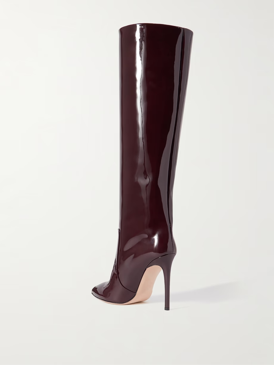 Stiletto patent-leather knee boots