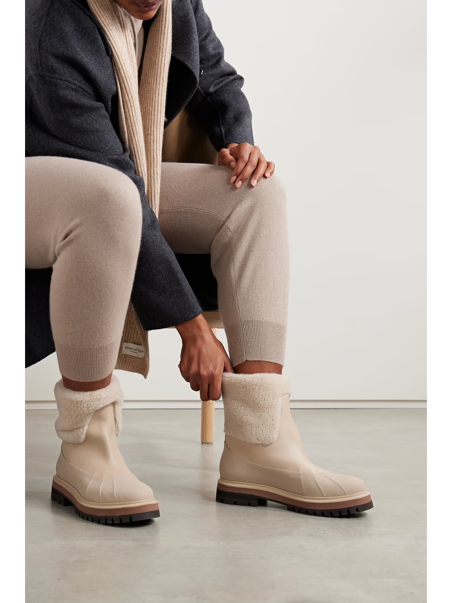 Regent cashmere and silk-blend and leather ankle boots