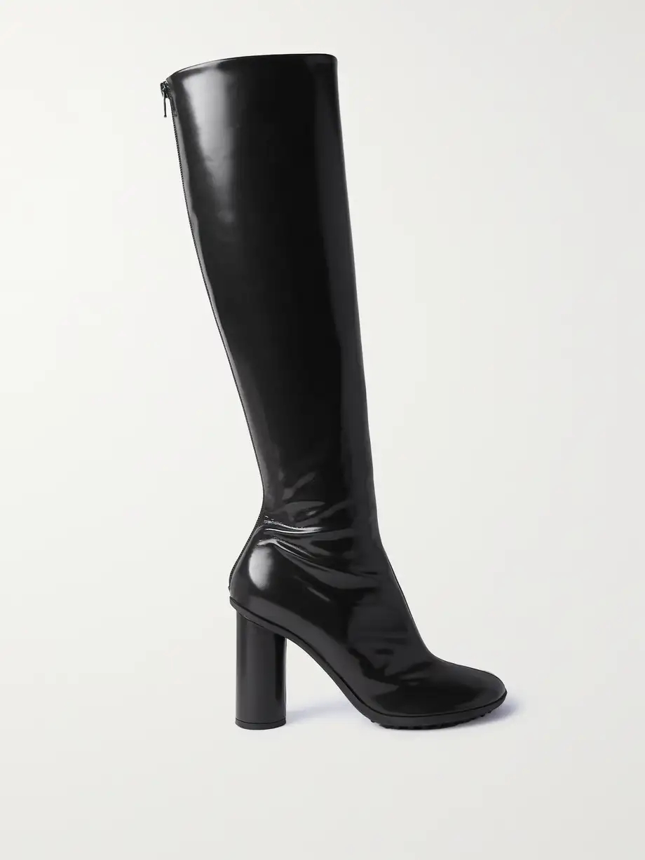 Latex knee boots