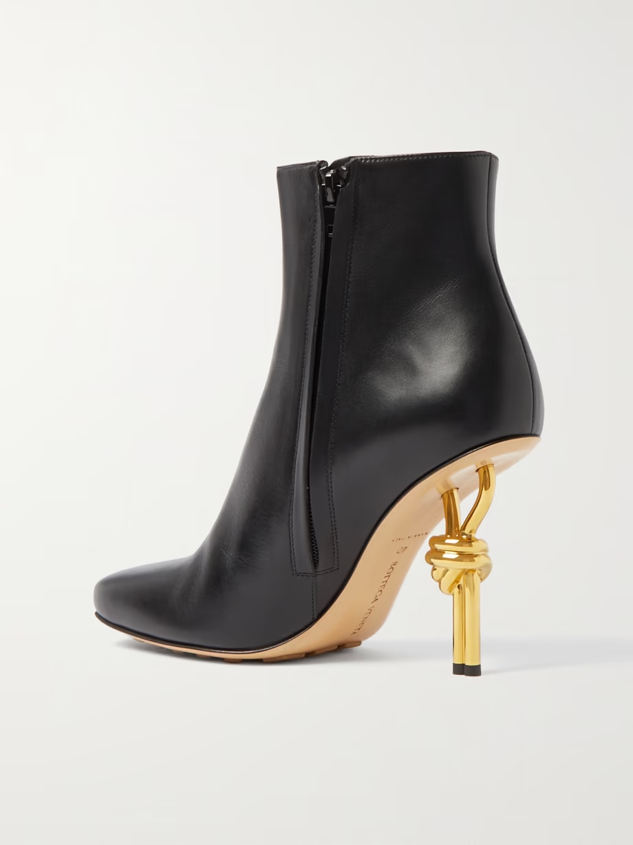 Knot leather ankle boots