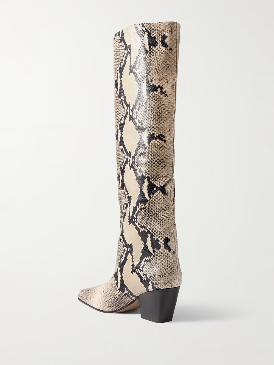 Jane snake-effect leather knee boots