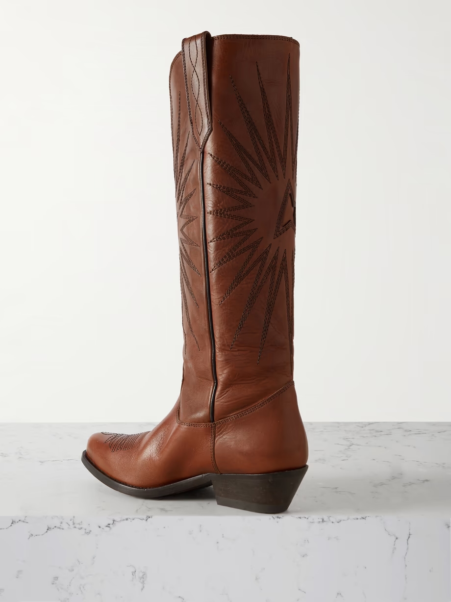 Wish Star embroidered leather cowboy boots