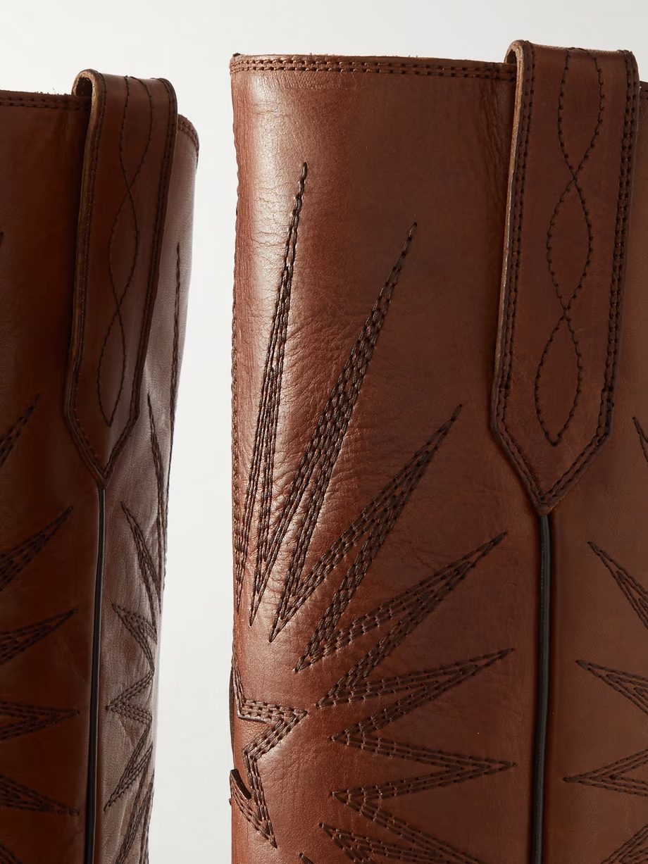 Wish Star embroidered leather cowboy boots