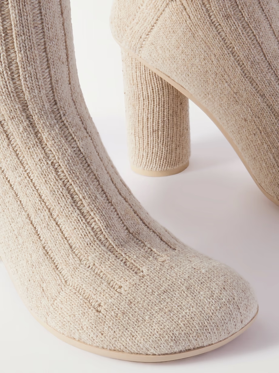 Atomic ribbed-knit knee-boots