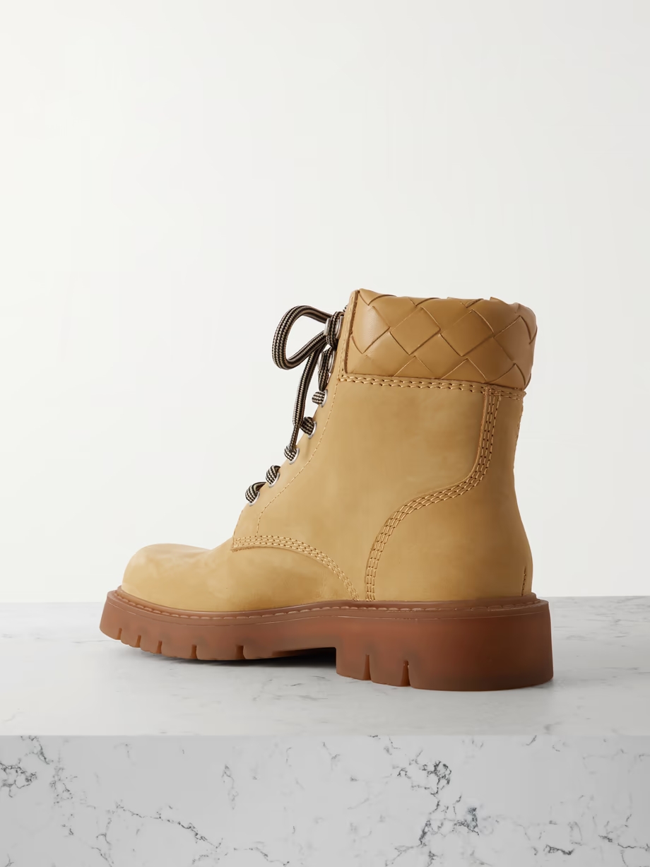 Haddock intrecciato leather-trimmed nubuck ankle boots