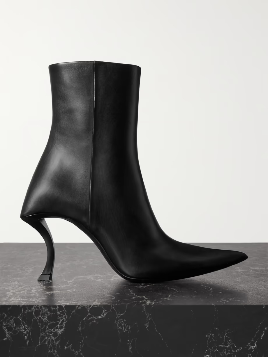 Hourglass leather ankle boots